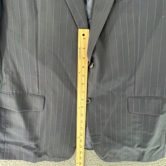 Hickey Freeman Loro Piana Tasmanian Jacket Men 44R Super 150’s Blue Stripe READ - Picture 10 of 15